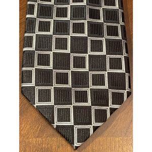 Kenneth Roberts Platinum Black Gray 100% Silk Men’s Neck Tie Made In China
